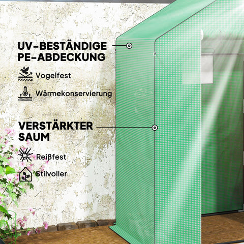 Rootz Walk-In Greenhouse with Shelves - Mini-Greenhouse - UV-Resistant - Optimal Temperature Control - 143l x 74b x 190h cm