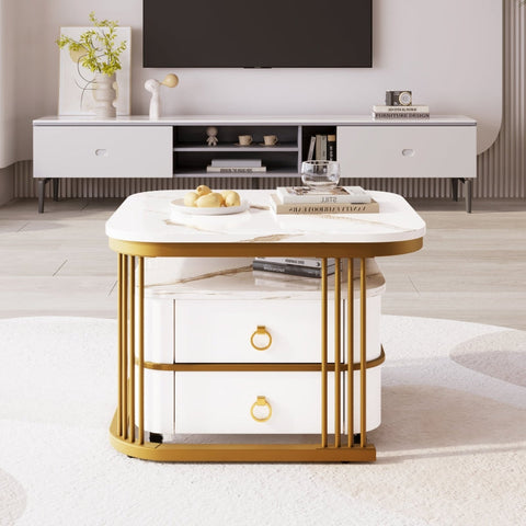 Rootz 2 Piece Coffee Table Set - Nesting Table - Side Tables - Luxurious Design - 60x60x45cm & 50x50x34cm