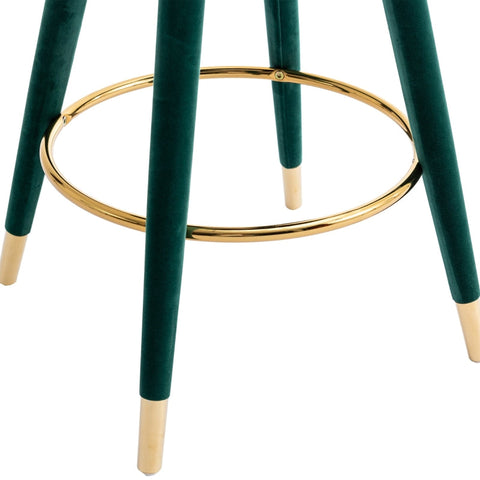 Rootz Velvet Bar Stools - Retro Design - Modern Details - 360° Rotation - Emerald Color - 53cm x 50.5cm x 93cm