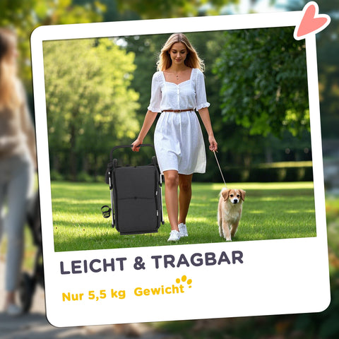 Rootz Dog Car Buggy - Pet Transport Stroller - Foldable Pet Carrier - Lightweight Design - 80cm x 48.5cm x 106cm