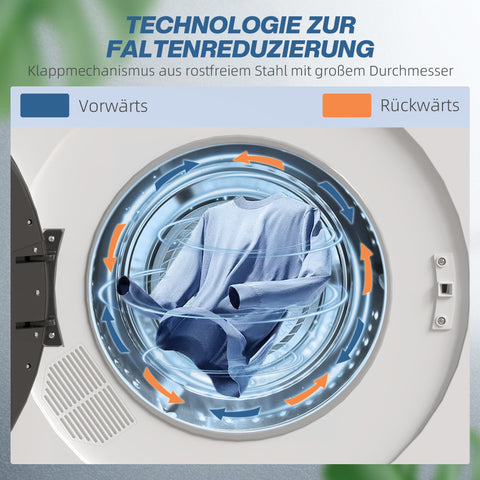 Rootz Tumble Dryer - Compact Dryer - Mini Dryer - Touch Control - 49cm x 43cm x 61cm - 6 Programs, 4kg Capacity, White