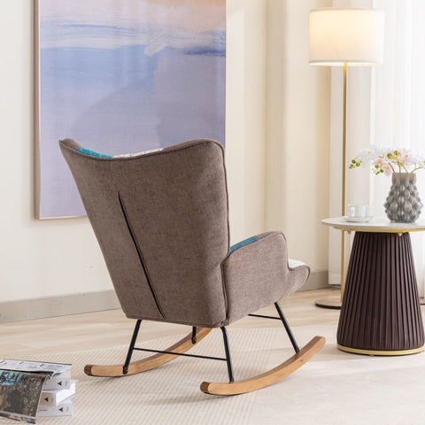 Rootz Patchwork Rocking Chair - Rocker - Glider - Long-lasting Comfort - 69.5L x 50W x 88.5H cm