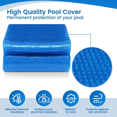 Rootz Solar Pool Cover - Solar Tarpaulin - UV-Resistant Pool Blanket - Increases Water Temperature - 300x200 cm - Blue