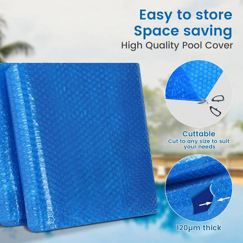 Rootz Solar Pool Cover - Solar Tarpaulin - UV-Resistant Pool Blanket - Increases Water Temperature - 300x200 cm - Blue