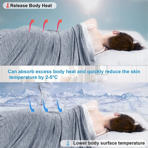 Rootz Summer Blanket - Self-Cooling - Skin-Friendly - Cooling Fibers - 200 x 220 cm - Comfortable Sleep - Blue