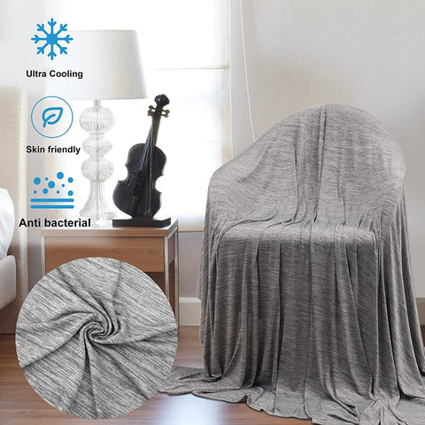 Rootz Cooling Blanket - Self-Cooling Throw - Sofa Blanket - Reduces Heat by 2-5°C - Soft & Skin-Friendly - Grey 200 x 220 cm