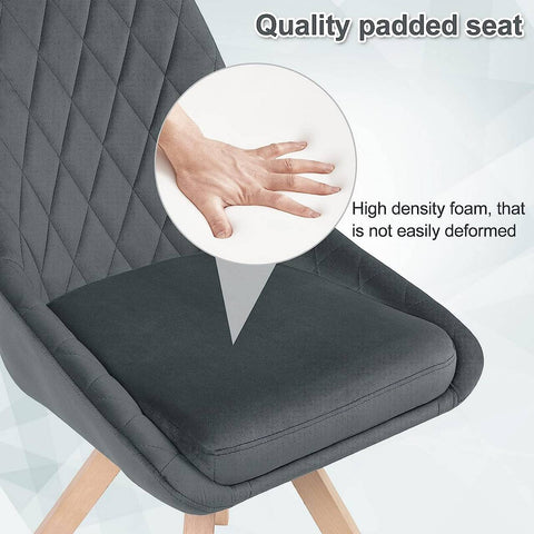 Rootz Set of 2 Swivel Dining Chairs - Velvet Dining Chairs - Rotating Chairs - Comfortable Ergonomic Design - Durable Beech Wood Legs - 84cm x 40cm x 41cm