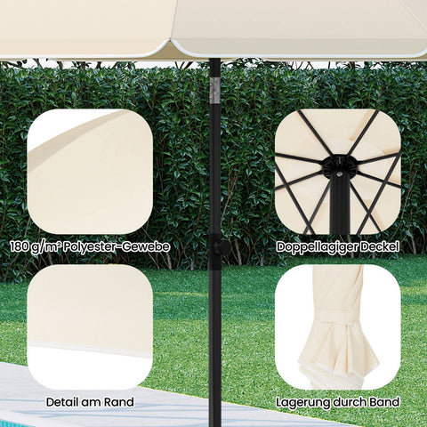 Rootz UV-Resistant Parasol - Sunshade - Outdoor Umbrella - Adjustable Height & Angle - Brown- 135cm Diameter