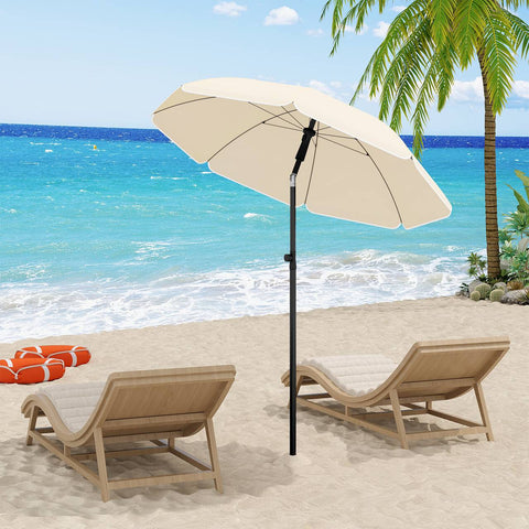 Rootz UV-Resistant Parasol - Outdoor Umbrella - Patio Sunshade - Adjustable Height & Tilt - Brown 155cm - Portable & Stable Design