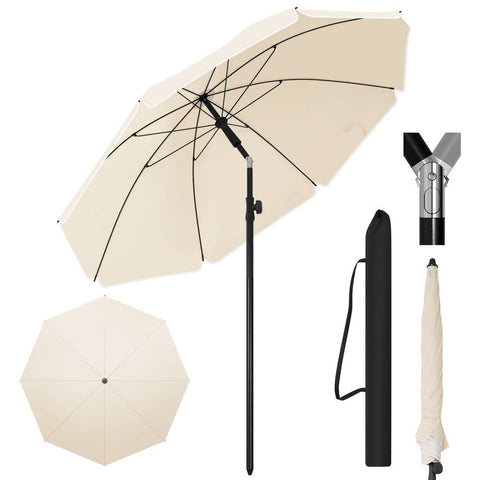 Rootz UV-Resistant Parasol - Sunshade - Outdoor Umbrella - Adjustable Height & Angle - Brown- 135cm Diameter