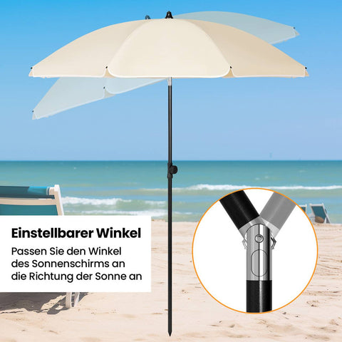 Rootz UV-Resistant Parasol - Sunshade - Outdoor Umbrella - Adjustable Height & Angle - Brown- 135cm Diameter