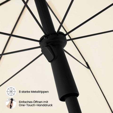 Rootz UV-Resistant Parasol - Sunshade - Outdoor Umbrella - Adjustable Height & Angle - Brown- 135cm Diameter