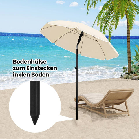 Rootz UV-Resistant Parasol - Sunshade - Outdoor Umbrella - Adjustable Height & Angle - Brown- 135cm Diameter