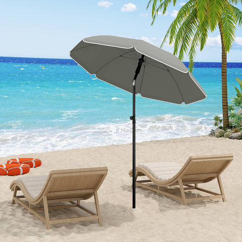 Rootz Round Dark Gray Parasol - Sun Umbrella - Outdoor Shade - UV-Resistant & Height Adjustable - 175cm x 175cm