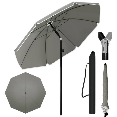Rootz Round Dark Gray Parasol - Sun Umbrella - Outdoor Shade - UV-Resistant & Height Adjustable - 175cm x 175cm