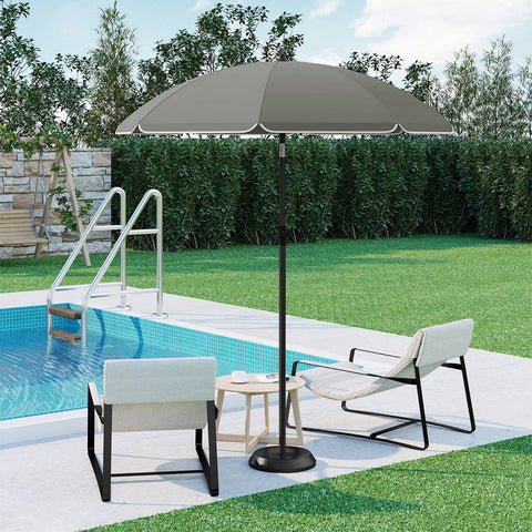 Rootz Round Dark Gray Parasol - Sun Umbrella - Outdoor Shade - UV-Resistant & Height Adjustable - 175cm x 175cm