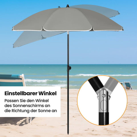 Rootz Round Dark Gray Parasol - Sun Umbrella - Outdoor Shade - UV-Resistant & Height Adjustable - 175cm x 175cm