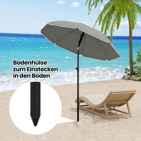 Rootz Round Dark Gray Parasol - Sun Umbrella - Outdoor Shade - UV-Resistant & Height Adjustable - 175cm x 175cm