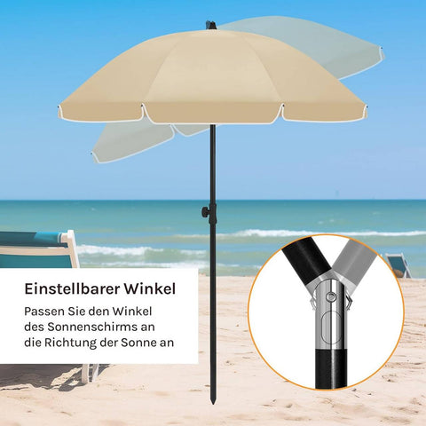 Rootz UV-Resistant Parasol - Outdoor Umbrella - Sunshade - Height Adjustable & 45° Tilt - 155cm Diameter - Brown