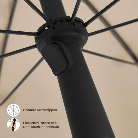 Rootz UV-Resistant Parasol - Sun Umbrella - Outdoor Shade - Height Adjustable - Round Brown175cm - 45° Angle - 167-175 cm Height Adjustment - Robust Design