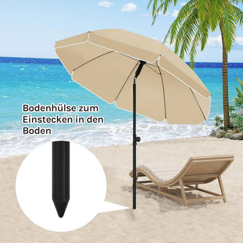 Rootz UV-Resistant Parasol - Sun Umbrella - Outdoor Shade - Height Adjustable - Round Brown175cm - 45° Angle - 167-175 cm Height Adjustment - Robust Design