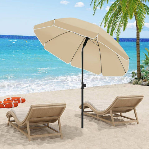 Rootz UV-Resistant Parasol - Sun Umbrella - Outdoor Shade - Height Adjustable - Round Brown175cm - 45° Angle - 167-175 cm Height Adjustment - Robust Design