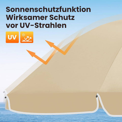 Rootz UV-Resistant Parasol - Outdoor Umbrella - Sunshade - Height Adjustable & 45° Tilt - 155cm Diameter - Brown