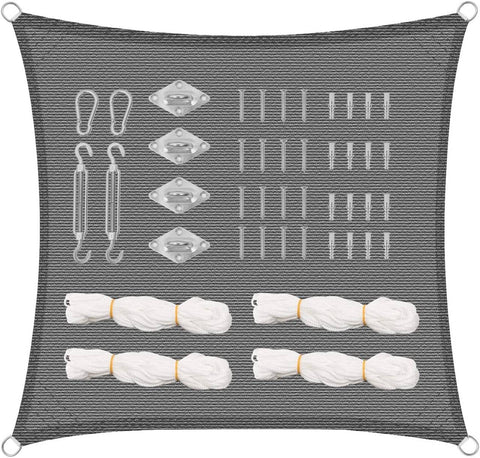 Rootz HDPE Sun Sail Canopy - Shade Cover - UV Protection - 85% Shading Factor - Tear-Resistant - 1.5m Cords - Gray - 180g/m² - 304 Stainless Steel - 35cm-100cm dimensions