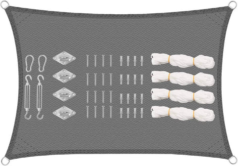 Rootz Sun Sail Shade Cloth - Outdoor Sun Protection - UV Canopy - Tear-Resistant & Easy-Care - Gray 2x4m - 85% Sun Block, Breathable, Sturdy Design