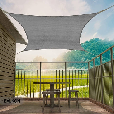 Rootz Sun Sail Shade Cloth - Outdoor Sun Protection - UV Canopy - Tear-Resistant & Easy-Care - Gray 2x4m - 85% Sun Block, Breathable, Sturdy Design
