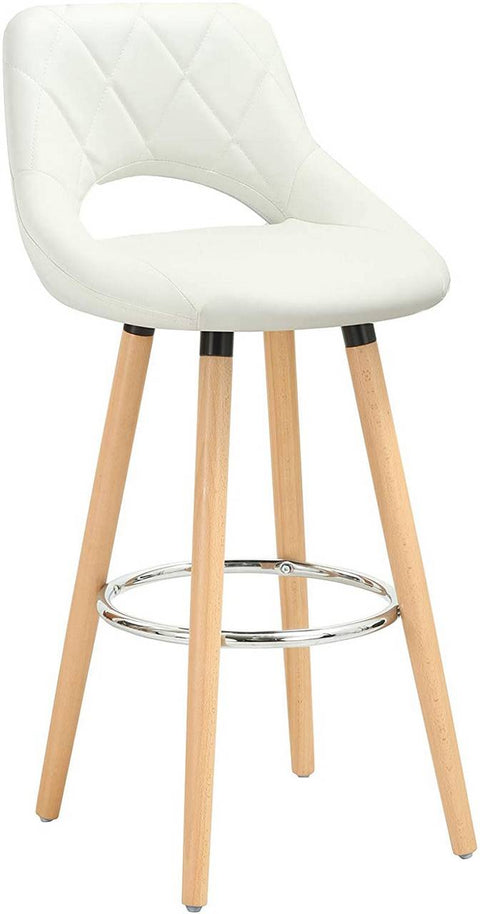 Rootz Faux Leather Bar Stool - Wooden Frame Counter Chair - Comfortable Seating - Durable & Stable - Easy Assembly - 43cm x 43cm x 91cm