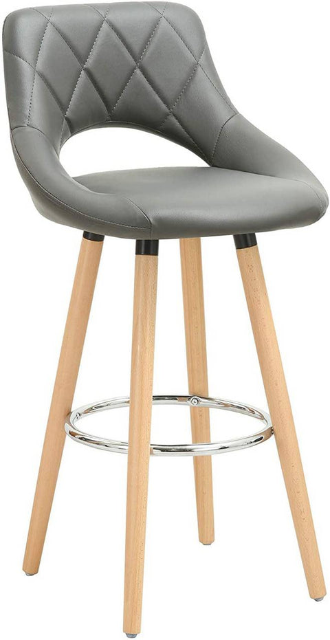 Rootz Faux Leather Bar Stool - Wooden Frame Counter Chair - Comfortable Seating - Elegant Design - Durable and Stable - 43cm x 43cm x 91cm