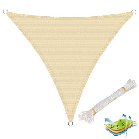 Rootz Sun Sail Brown - Sun Shade - UV Protection Canopy - Heat Reduction - 5x5x5m - Perfect for Garden or Pool Areas