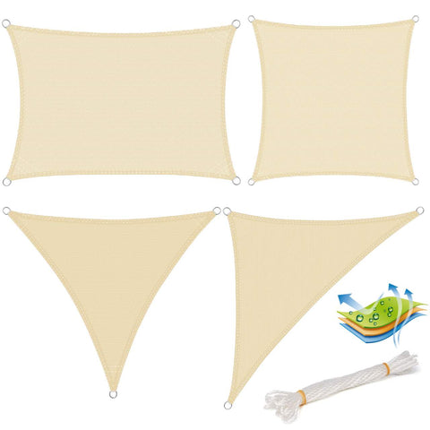 Rootz Sun Sail Brown - Sun Shade - UV Protection Canopy - Heat Reduction - 5x5x5m - Perfect for Garden or Pool Areas