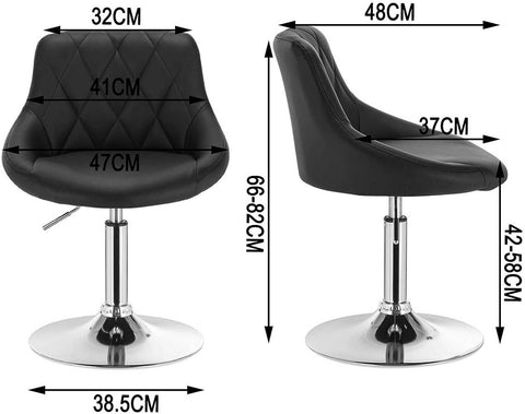 Rootz Adjustable Faux Leather Bar Stools - Counter Stools - Swivel Stools - Enhanced Durability - Comfortable Seating - Versatile Adjustability - 66cm-82cm x 47cm x 48cm