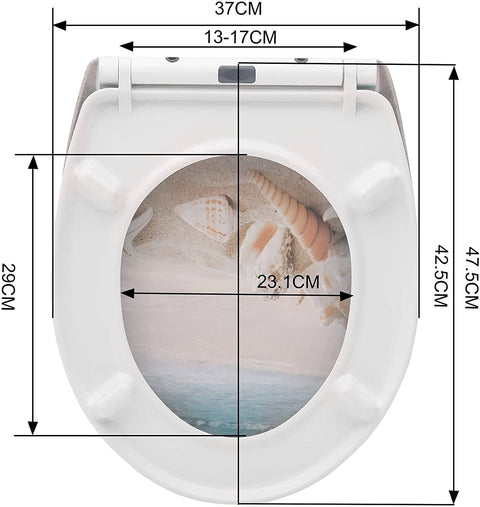 Rootz Deluxe Soft-Close Toilet Seat - Quiet Closing - Easy Clean - Durable - Quick Release - Antibacterial - 37cm x 47.5cm
