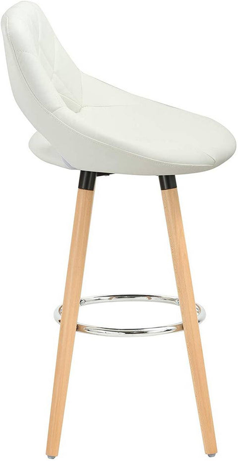Rootz Faux Leather Bar Stool - Wooden Frame Counter Chair - Comfortable Seating - Durable & Stable - Easy Assembly - 43cm x 43cm x 91cm