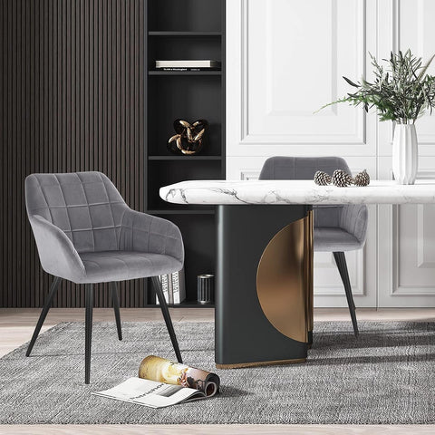 Rootz Velvet Dining Chairs - Elegant Seating - Comfortable Chairs - Ergonomic Design - Durable Construction - Versatile Style - 49cm x 43cm x 81cm