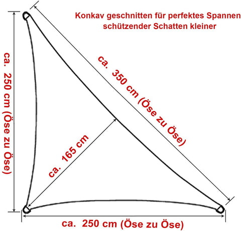 Rootz Sun Sail - UV Protection Canopy - HDPE Shade Cloth - Brown- Sunshade - 2.5x2.5x3.5m - Rustproof Stainless Steel Rings