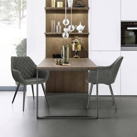 Rootz Modern Dining Chair - Ergonomic Seat - Stylish Office Chair - Comfortable Design, Durable Build, Adjustable Stability - Faux Leather and Metal - 41cm x 45cm x 84cm