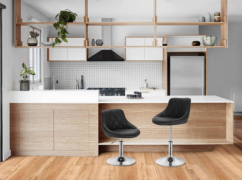 Rootz Adjustable Faux Leather Bar Stools - Counter Stools - Swivel Stools - Enhanced Durability - Comfortable Seating - Versatile Adjustability - 66cm-82cm x 47cm x 48cm