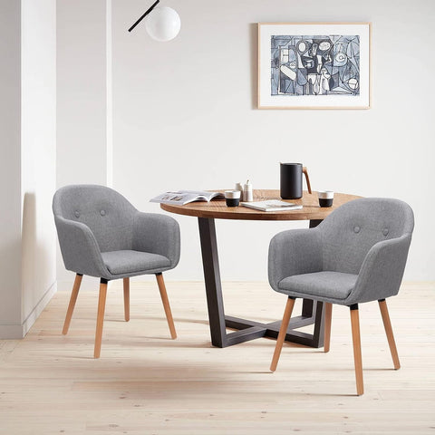Rootz Dining Room Chairs Set of 2 - Upholstered Chairs - Armchairs - Enhanced Comfort - Durable & Sturdy - Versatile Design - Linen & Solid Wood - 40cm x 40cm x 82cm