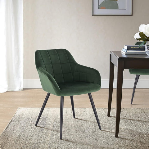 Rootz Set van 4 eetkamerstoelen - Fluwelen fauteuils - Stoelen met metalen frame - Comfortabel en ergonomisch - Duurzaam en stabiel - Stijlvol ontwerp - Donkergroen - 49 cm x 43 cm x 81 cm