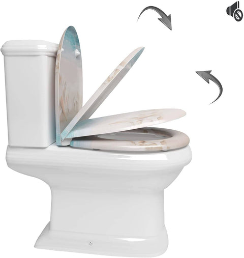 Rootz Deluxe Soft-Close Toilet Seat - Quiet Closing - Easy Clean - Durable - Quick Release - Antibacterial - 37cm x 47.5cm