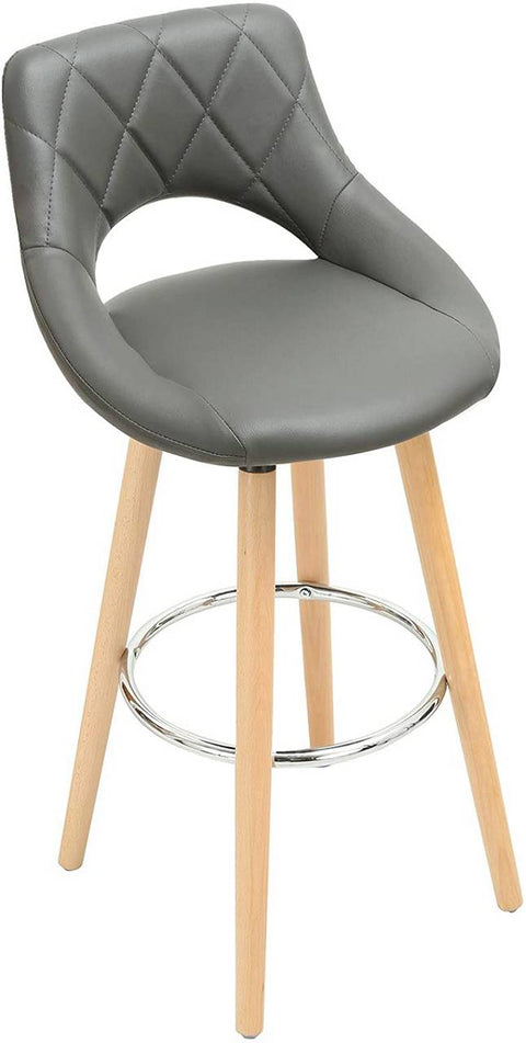 Rootz Faux Leather Bar Stool - Wooden Frame Counter Chair - Comfortable Seating - Elegant Design - Durable and Stable - 43cm x 43cm x 91cm