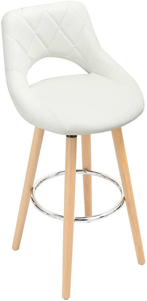 Rootz Faux Leather Bar Stool - Wooden Frame Counter Chair - Comfortable Seating - Durable & Stable - Easy Assembly - 43cm x 43cm x 91cm
