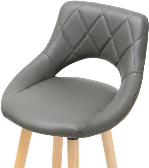 Rootz Faux Leather Bar Stool - Wooden Frame Counter Chair - Comfortable Seating - Elegant Design - Durable and Stable - 43cm x 43cm x 91cm