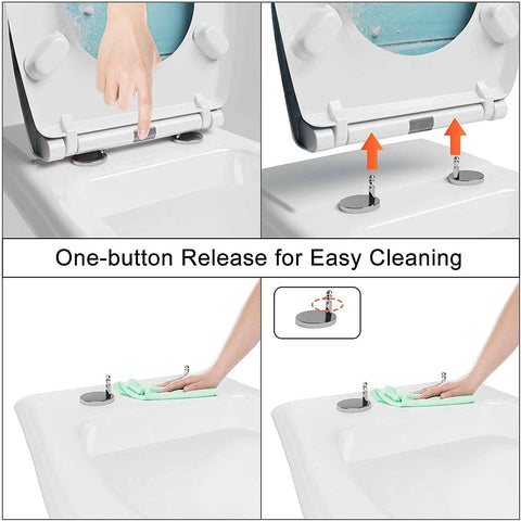 Rootz Premium Soft-Close Toilet Seat - Quiet Closing - Easy Clean - Durable - Quick Release - Antibacterial - 37cm x 47.5cm