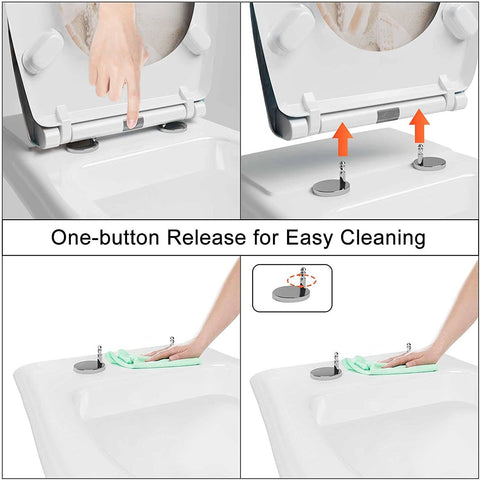 Rootz Deluxe Soft-Close Toilet Seat - Quiet Closing - Easy Clean - Durable - Quick Release - Antibacterial - 37cm x 47.5cm