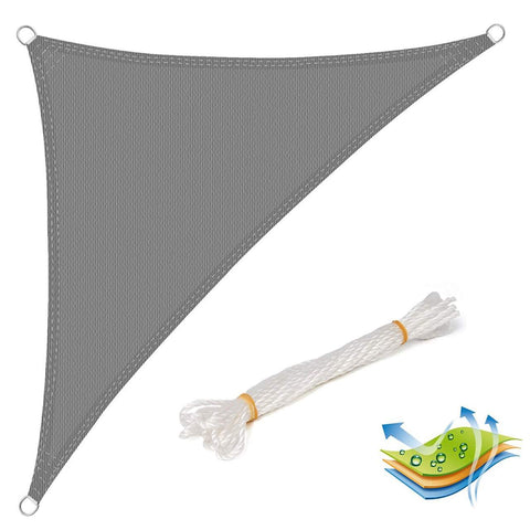 Rootz Sun Sail - Shade Canopy - UV Shield - Breathable HDPE - 3.6x3.6x5.1m - Optimal Wind Protection & Air Circulation - Grey